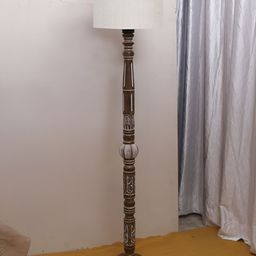 Devansh White Drum Wooden Floor Lamp-picture-11