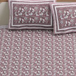 Urban Jaipur Purple & White Floral 186 TC Queen Bedsheet with 2 Pillow Covers-image-47