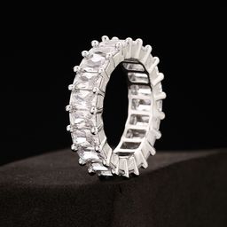 ATIBELLE Silver Plated Cubic Zirconia Studded Band Finger Ring-image-68