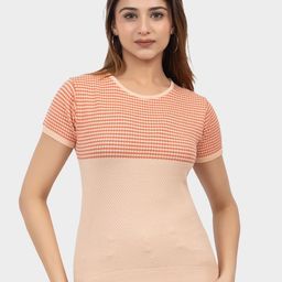 LEZA Women Colourblocked V-Neck Cotton Top-image-82