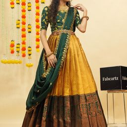 Fabcartz Semi-Stitched Lehenga & Unstitched Blouse With Dupatta image 3