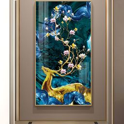 THE NEXT DECOR Deers Serenade Glass Finish Vertical Wall Art-image-64