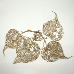 Exotic India Gold Toned Textured Hollow Leaves Floral Wall Decor-picture-48
