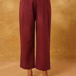 JAYPORE Women Pure Cotton Relaxed Regular Trousers-image-8