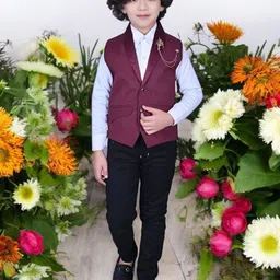 Qtsy Boys V-Neck Waistcoat With Long Sleeve Shirt-image-11