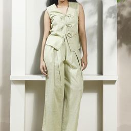 Boho By Athena Pure Cotton V Neck Waistcoat With Trousers Co-Ords-image-61