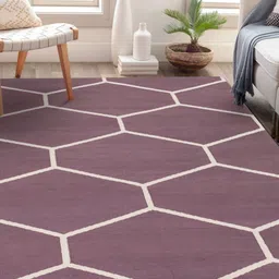 Surya Living Purple Geometric Anti-Skid Cotton Carpet-picture-15