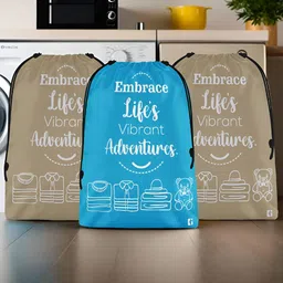 Aura Brown & Blue 3 Pieces Typography Printed Water Resistant Multi-Utility Organisers-6