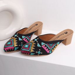 Pairs4U Embellished Ethnic Platform Peep Toes-8