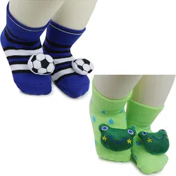 NESKA MODA 6 To 12 Months Baby Set Of 2 Pair Cotton Anti Slip Face Ankle Socks/ Booties-47