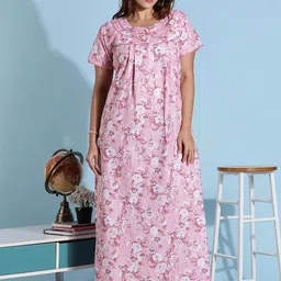 9shines Label Printed Maxi Nightdress-image-97