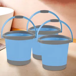 Aura Blue & Grey 3 piece Solid Plastic Bath Accessories Set-6