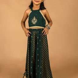 HERE&NOW Girls Embroidered Regular Top with Skirt-picture-16