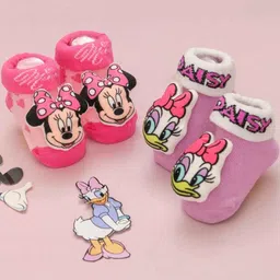 Yellow Bee Infants Pack Of 2 Minnie Mouse & Daisy Duck Patterned Ankle Length Socks-35