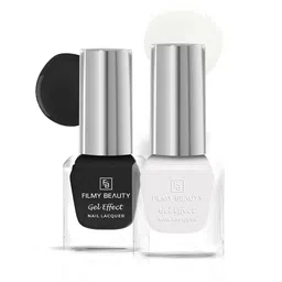 FILMY BEAUTY Set Of 2 Gel Effect Nail Polish - 10 ml Each - Black Out 30 & White Luster 35-5