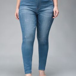 Miss Chase A+ Women Skinny Fit High-Rise Mildly Distressed Light Fade Jeans-picture-37