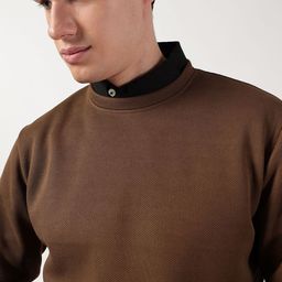 Thomas Scott Men Anti Odour Solid Round Neck Cotton Pullover Sweatshirt-image-33