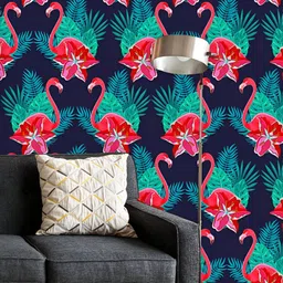 ArtzFolio Printed UV-Resistant Anti-Bacterial Hawaiian Flamingo Birds Tropical Flowers Peel & Stick Wallpaper-image-51