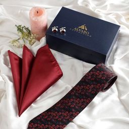 Alvaro Castagnino Men Tie, Cufflinks, Pocket Square Accessory Gift Set-image-49