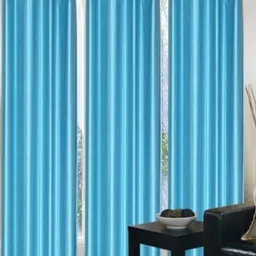 213 cm (7 ft) Polyester Semi Transparent Door Curtain (Pack Of 3) (Plain, Aqua)-image-89