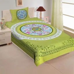 Jaipuri Printed Single Bed Bedsheet with Pillow Cover-image-86