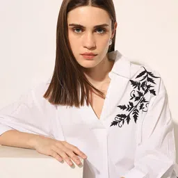ONLY Floral Embroidered Shirt Collar Pure Cotton Casual Top-picture-10