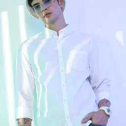 HIGHLANDER Button-Down Collar Slim Fit Cotton Casual Shirt-image-76