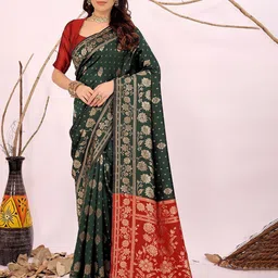 Florence Ethnic Motifs Woven Design Zari Kanjeevaram Saree-picture-10