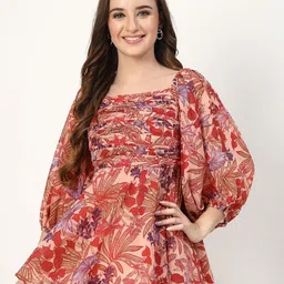 COSMIC TRIO Women Floral Printed Square Neck Top-picture-48