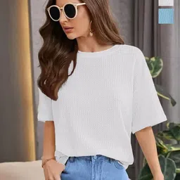 SRISARAS Women 2 V-Neck Drop-Shoulder Sleeves T-shirt-image-18