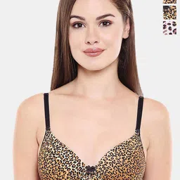 Bodycare Pack of 3 Animal Printed Full Coverage Cut and Sew Heavily Padded T-Shirt Bra-image-56