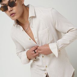 VASTRADO Men Classic Spread Collar Textured Slim Fit Casual Shirt-image-48