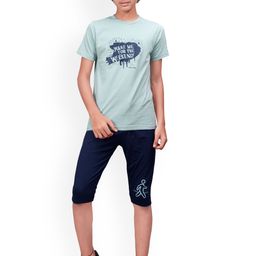 Tee Weavers Boys Printed Pure Cotton T-Shirt & Capris Clothing Set-16