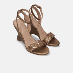 BAGATT Women Leather Western Embellished Wedge Heels Sandals-image-27