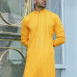 KRAFT INDIA Men Woven Design Daily Straight Kurta-19