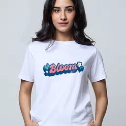 LoveDky Typography Printed Boxy Pure Cotton Crop T-shirt-picture-2