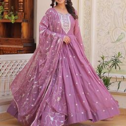 FVD Embroidered Fit & Flared Maxi Ethnic Dress-image-44