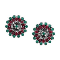 Stefan Rhodium-Plated Contemporary Oxidised Studs Earrings-32