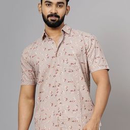 JADE BLUE Men Cutaway Collar Floral Printed Cotton Slim Fit Casual Shirt-image-95
