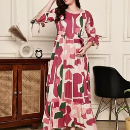 COLOR STUDIO Print Bell Sleeve Maternity Maxi Dress-image-38