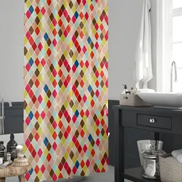 ArtzFolio Red & Pink Geometric Printed Waterproof Shower Curtain-image-9