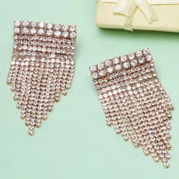 KPOP Gold Plated Cubic Zirconia Contemporary Drop Earrings-25