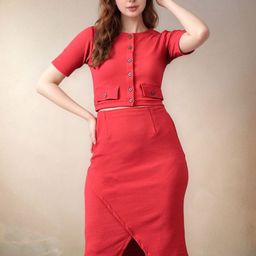 DressBerry Round-Neck Top With Knee-Length Skirt Co-Ords-image-79