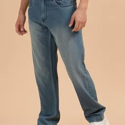 WROGN Men Comfort Relaxed Fit Mid-Rise Low Distress Light Fade Jeans-image-81