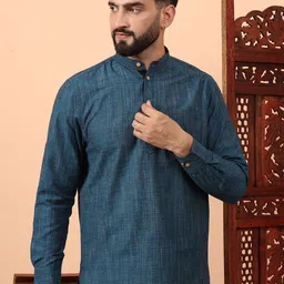 Latest Chikan Garments Men Striped Thread Work Block Print Kurta-picture-15