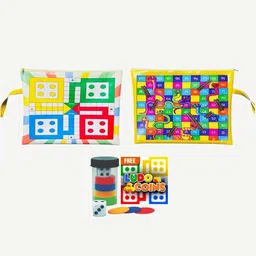 MUREN 2-in-1 Ludo & Snakes Ladders cum Zipper Bag Game Travel Game Free Tokens & Dice-image-8