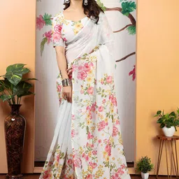 Anouk Floral Linen Blend Saree-image-59