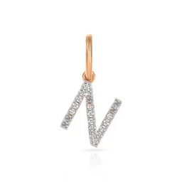 BHIMA 18K BIS Hallmark 750 Purity Rose Gold Alphabet N Diamond Pendant-image-31