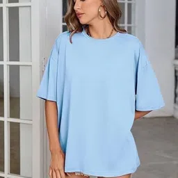 SALUJA FABRICS Women Drop-Shoulder Sleeves Pockets T-shirt-image-28