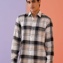 Indian Needle Men Classic Spread Collar Tartan Checked Cotton Casual Shirt-image-32